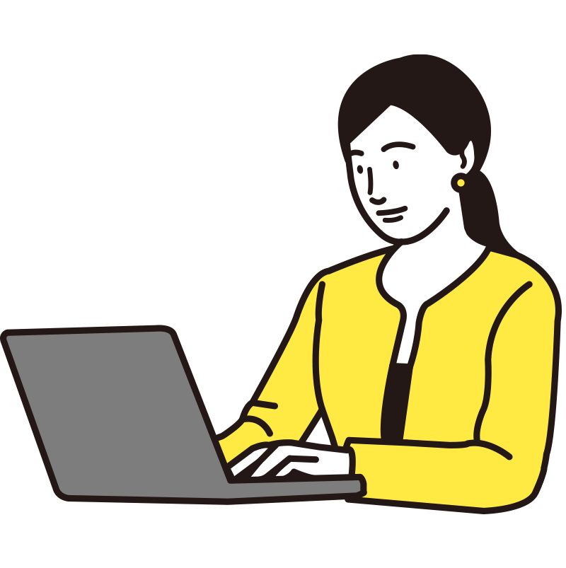 パソコンを入力する女性