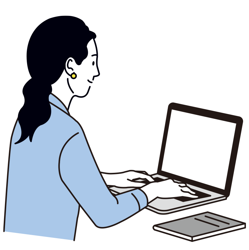 パソコンを入力する女性